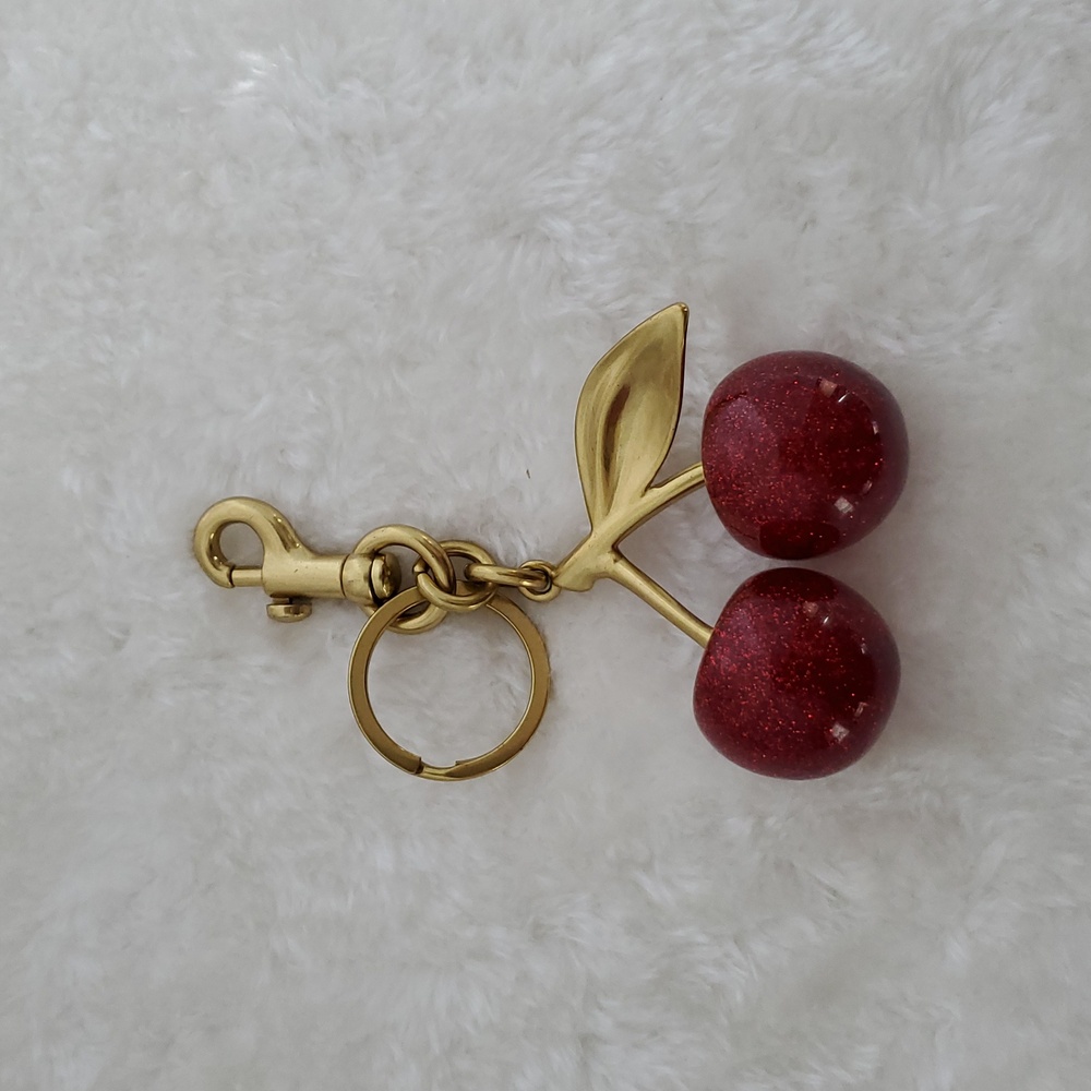 Cherries Bag Charm/Keychain Red Glitter Goldtone Hardware NIP